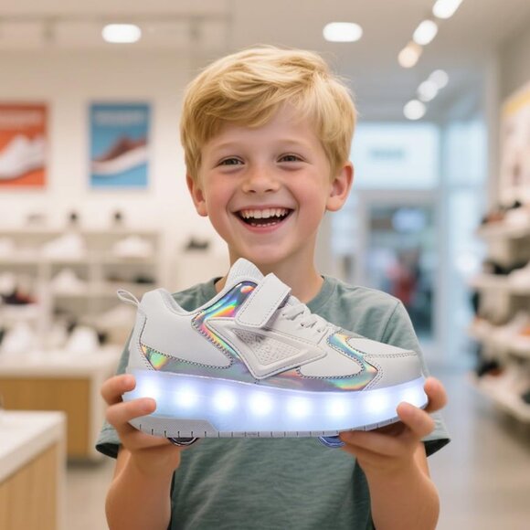 Kid's New Upgraded Wheels Shiny Dark Roller Skates Skate Beautiful White Shoes - Picture 2 of 6